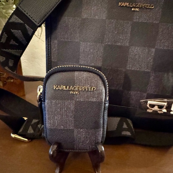 Karl Lagerfeld Navy Checkered Women's Bag NWT - Picture 7 of 12